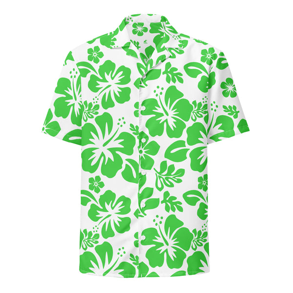 Lime Green and White Hawaiian Print Aloha Shirt – Extremely Stoked