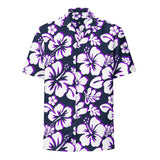 Navy Blue, White and Purple Hawaiian Aloha Shirt - Extremely Stoked
