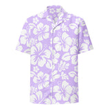 White and Lavender Hawaiian Print Aloha Shirt - Extremely Stoked