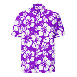 White and Purple Hawaiian Print Aloha Shirt