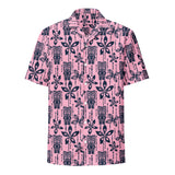 Pink and Navy Blue Vintage Tiki Hawaiian Aloha Shirt