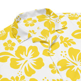 Yellow and White Hawaiian Print Aloha Shirt - Extremely Stoked