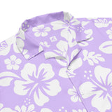 White and Lavender Hawaiian Print Aloha Shirt - Extremely Stoked