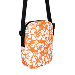 Orange and White Hawaiian Flowers Crossbody Bag