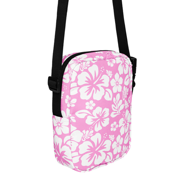 Pink and White Hawaiian Flowers Crossbody Bag - Beach & Surf Style by Extremely Stoked®