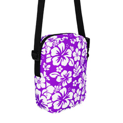 Purple and White Hawaiian Flowers Crossbody Bag