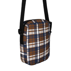 Brown and Navy Blue Preppy Surfer Plaid Crossbody Bag