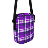 Purple and Navy Blue Preppy Surfer Plaid Crossbody Bag