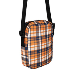 Orange and Navy Blue Preppy Surfer Plaid Crossbody Bag