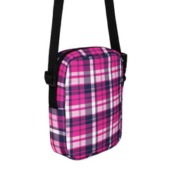 Hot Pink and Navy Blue Preppy Surfer Plaid Crossbody Bag