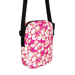 Hot Pink, Orange and White Hawaiian Flowers Crossbody Bag