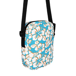 Aqua, Orange and White Hawaiian Flowers Crossbody Bag