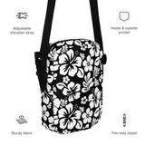 Black and White Hawaiian Flowers Crossbody Bag