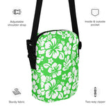 Lime Green and White Hawaiian Flowers Crossbody Bag