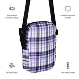 Lavender and Navy Blue Preppy Surfer Plaid Crossbody Bag