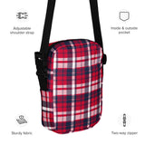 Red, White and Navy Blue Preppy Surfer Plaid Crossbody Bag