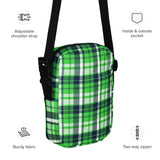 Lime Green and Navy Blue Preppy Surfer Plaid Crossbody Bag