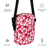 Red and White Hawaiian Flowers Crossbody Bag