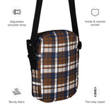 Brown and Navy Blue Preppy Surfer Plaid Crossbody Bag