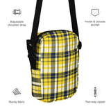 Yellow and Navy Blue Preppy Surfer Plaid Crossbody Bag