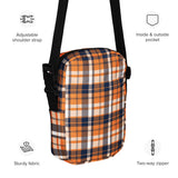 Orange and Navy Blue Preppy Surfer Plaid Crossbody Bag