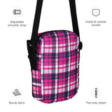 Hot Pink and Navy Blue Preppy Surfer Plaid Crossbody Bag