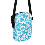 Aqua Blue and White Hawaiian Flowers Crossbody Bag