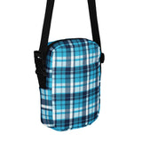 Aqua and Navy Blue Preppy Surfer Plaid Crossbody Bag