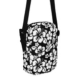 Black and White Hawaiian Flowers Crossbody Bag