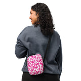 Hot Pink and White Hawaiian Flowers Crossbody Bag