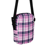 Pink and Navy Blue Preppy Surfer Plaid Crossbody Bag