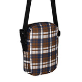 Brown and Navy Blue Preppy Surfer Plaid Crossbody Bag