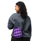 Purple and Navy Blue Preppy Surfer Plaid Crossbody Bag