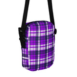 Purple and Navy Blue Preppy Surfer Plaid Crossbody Bag