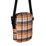 Orange and Navy Blue Preppy Surfer Plaid Crossbody Bag