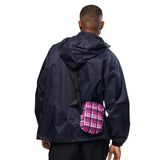 Hot Pink and Navy Blue Preppy Surfer Plaid Crossbody Bag