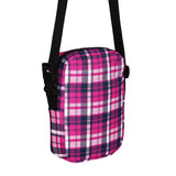 Hot Pink and Navy Blue Preppy Surfer Plaid Crossbody Bag