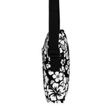 Black and White Hawaiian Flowers Crossbody Bag