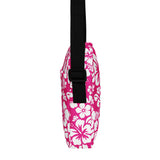 Hot Pink and White Hawaiian Flowers Crossbody Bag