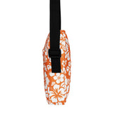 Orange and White Hawaiian Flowers Crossbody Bag