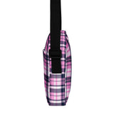 Pink and Navy Blue Preppy Surfer Plaid Crossbody Bag