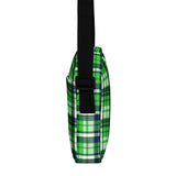 Lime Green and Navy Blue Preppy Surfer Plaid Crossbody Bag