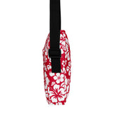 Red and White Hawaiian Flowers Crossbody Bag