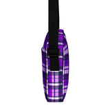 Purple and Navy Blue Preppy Surfer Plaid Crossbody Bag