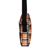 Orange and Navy Blue Preppy Surfer Plaid Crossbody Bag