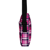 Hot Pink and Navy Blue Preppy Surfer Plaid Crossbody Bag