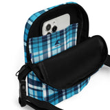 Aqua and Navy Blue Preppy Surfer Plaid Crossbody Bag