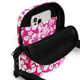 Hot Pink and White Hawaiian Flowers Crossbody Bag