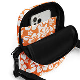 Orange and White Hawaiian Flowers Crossbody Bag