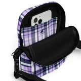 Lavender and Navy Blue Preppy Surfer Plaid Crossbody Bag